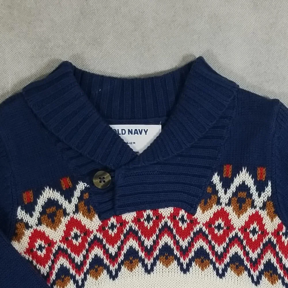 Old Navy Knit Sweater with Mock Button Neck Boys Size‎ 6-12 mo